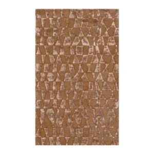 Caramel Geometric Facet Rug in clay — front view