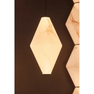 Stone-Pattern Glass Double Diamond Pendant Light, 18 cm in ivory — in a room setting
