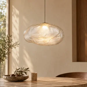 Stone-Pattern Glass Pebble Pendant Light, 18 or 25 cm in ivory — front view