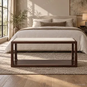 Dark Walnut Coffee Table with Cream Stone Top and Shelf in walnut — in a room setting