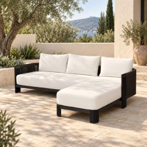 Striata Black White Outdoor Chair — front view