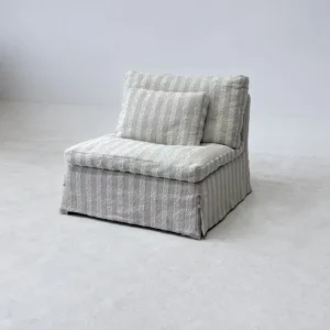 Striped Sectional Sofa in solid wood — front view