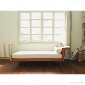 Study Daybed in White Teddy Fabric on Walnut Frame — in a room setting