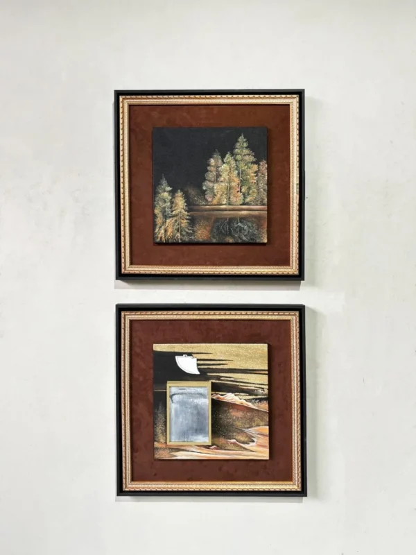 Stacked Landscape Wall Art Set of 2 in Wood Frames — in a room setting