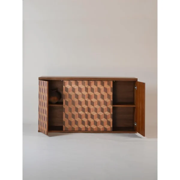 Suge Walnut Sideboard with Tumbling-Block Marquetry Doors in walnut — in a room setting