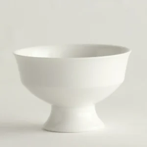 Artist Collaboration White Footed Dessert Cup in ivory — front view