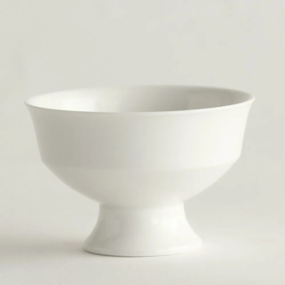 Artist Collaboration White Footed Dessert Cup in ivory — front view