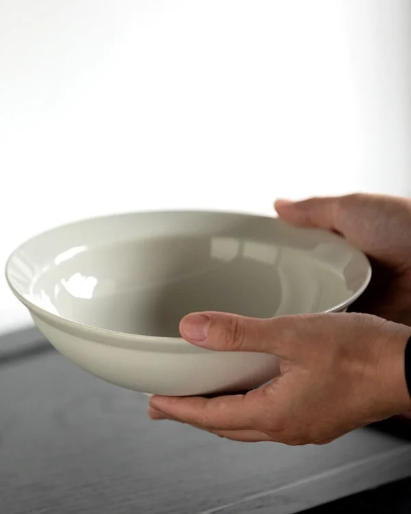 Artist Collaboration Plain Conical Deep Bowls, Three Sizes in ivory — in a room setting