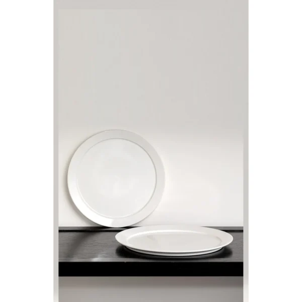Artist Collaboration Minimalist White Porcelain Wide-Ring in ivory — in a room setting