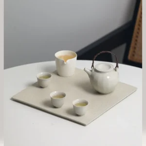 Artist Collaboration Square Stoneware Tea Tray, Small or in sand — front view