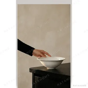 Artist Collaboration White Porcelain Conical Bowl and in ivory — in a room setting