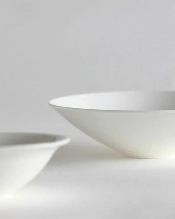 Artist Collaboration White Porcelain Conical Bowl and in ivory — in a room setting