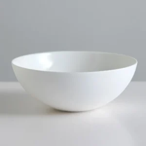 Artist Collaboration White Porcelain Wide Soup Bowls in ivory — front view