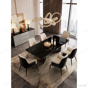 Liuying Ebony Dining Table in clay — in a room setting