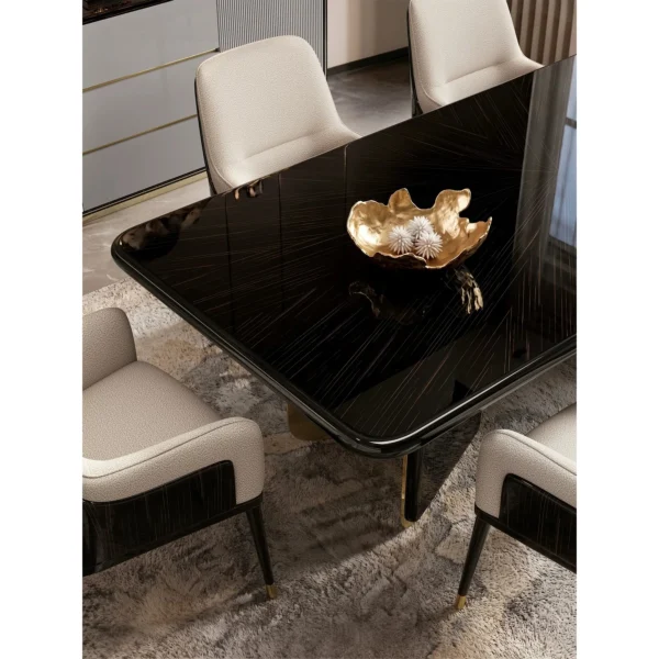 Liuying Ebony Dining Table in clay — in a room setting