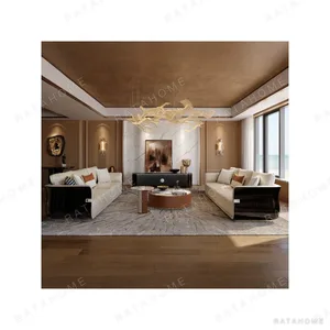 Ebony Streamline Sofa in oatmeal — in a room setting