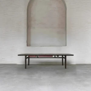 Guanliang Dark Wood Long Low Tea Table in black — front view