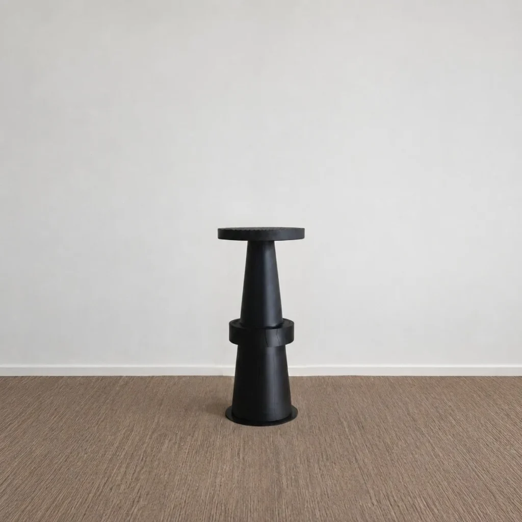 Tale Sculptural Black Wood Bar Stool in black — front view