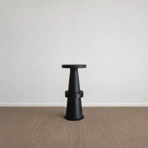 Tale Sculptural Black Wood Bar Stool in black — front view