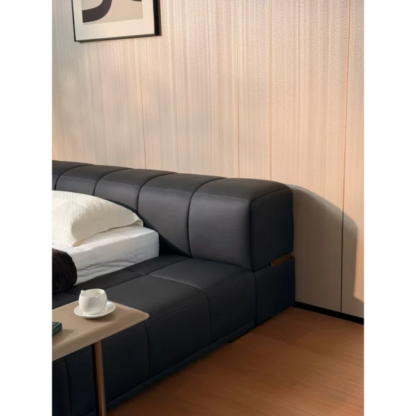 Borui Black Leather Tatami Platform Bed in black — in a room setting