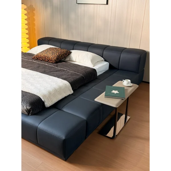 Borui Black Leather Tatami Platform Bed in black — in a room setting