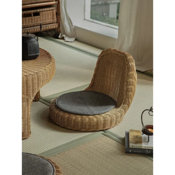 Rattan Tatami Tea Set in natural oak — in a room setting