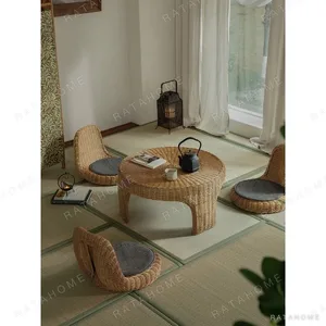 Rattan Tatami Tea Set in natural oak — in a room setting
