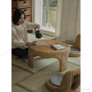 Rattan Tatami Tea Set in natural oak — in a room setting
