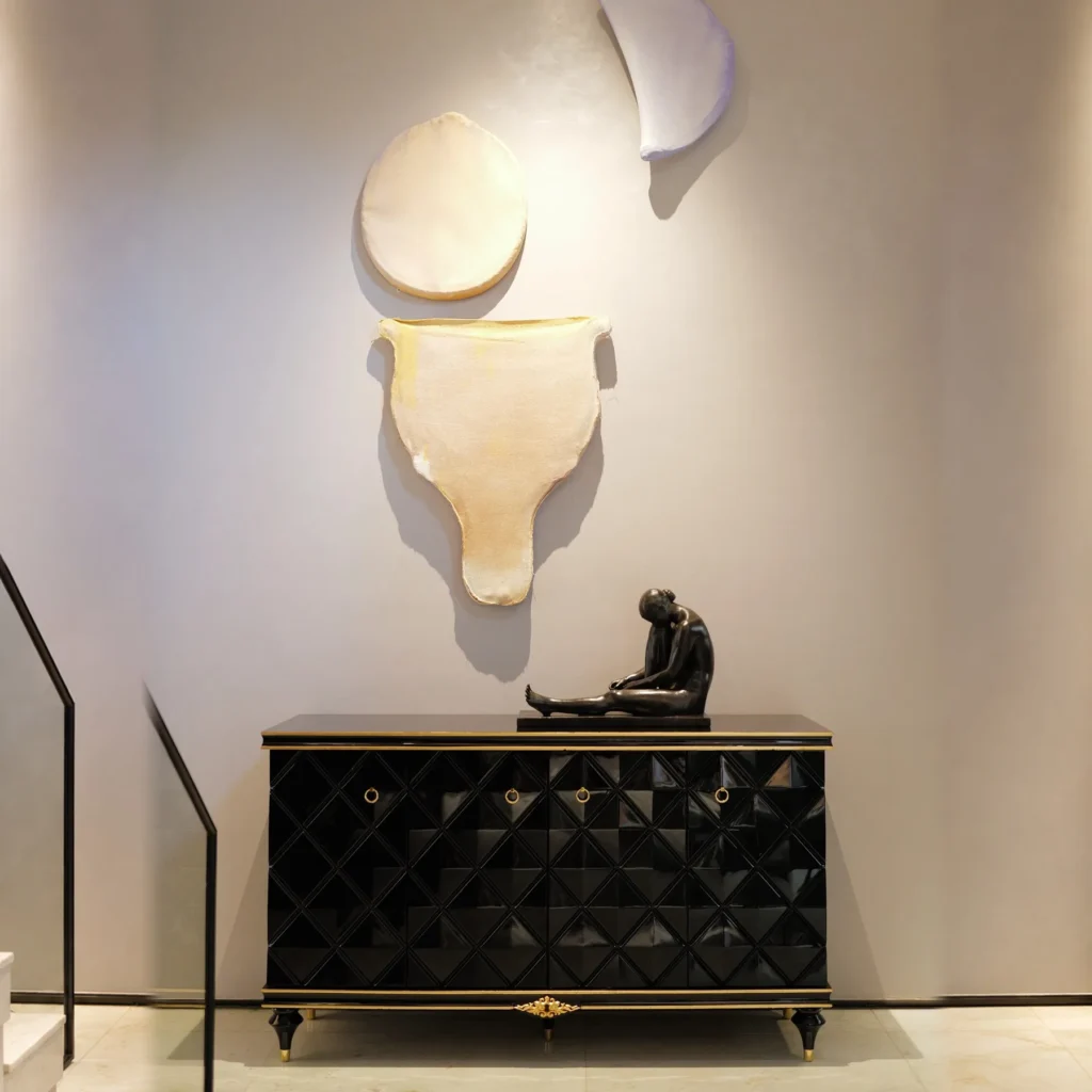 Taylor Black and Gold Diamond-Front Sideboard in black — front view