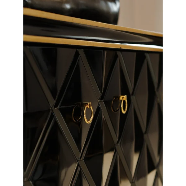 Taylor Black and Gold Diamond-Front Sideboard in black — in a room setting