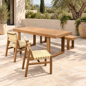 Teak Outdoor Dining Set Villa in teak — front view