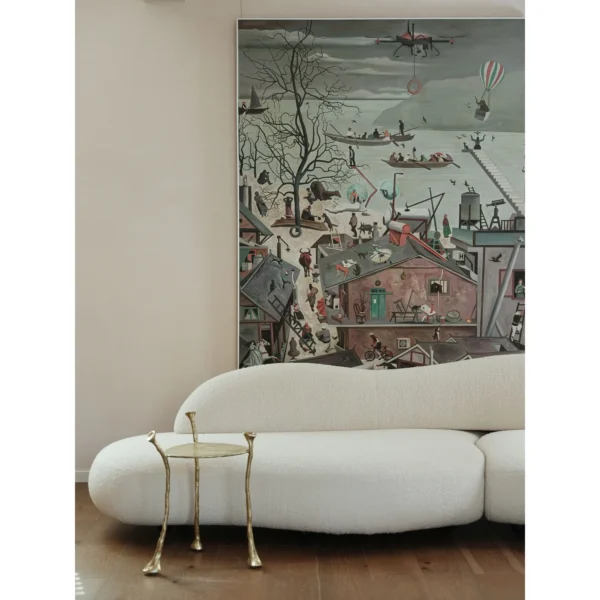 Tentacle Cast Brass Side Table with Sprouting Legs in brushed brass — in a room setting