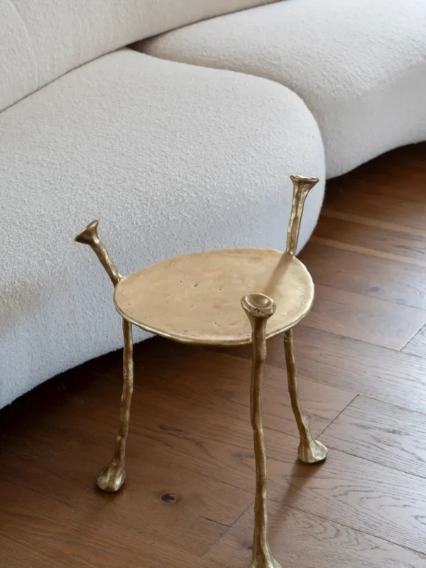Tentacle Cast Brass Side Table with Sprouting Legs in brushed brass — detail