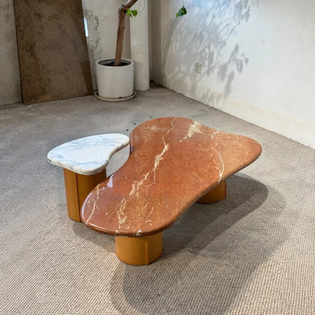 Terracotta Cloud Marble Coffee Table in rust — front view
