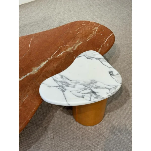 Terracotta Cloud Marble Coffee Table in rust — in a room setting