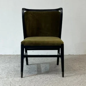 Black Solid Wood Chair in Olive Velvet — front view