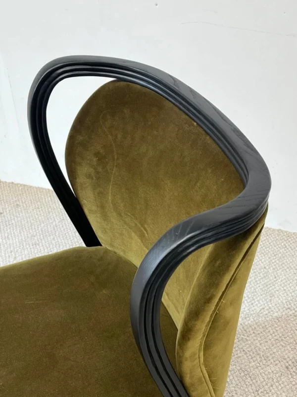Black Solid Wood Chair in Olive Velvet — detail