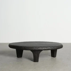 Distressed Carved Black Walnut Coffee Table, 130 x 80 cm in black — front view