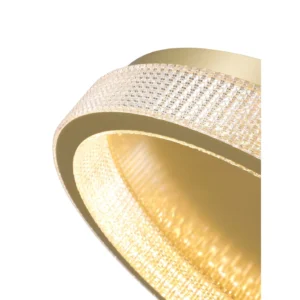Textured Gold Ring Flush Ceiling Light in brushed brass — in a room setting