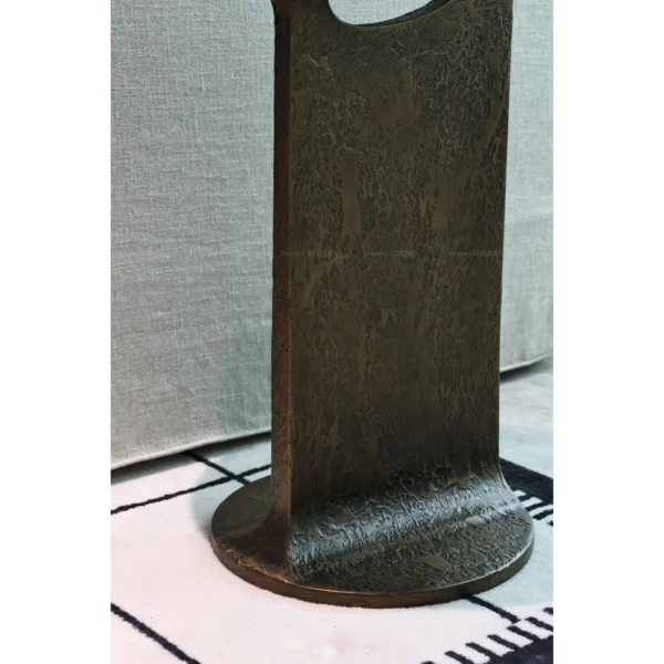 Hand-Forged Bronze Two-Tier Side Table in bronze — in a room setting