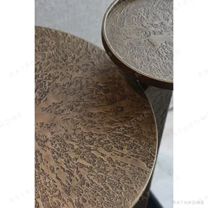 Hand-Forged Bronze Two-Tier Side Table in bronze — in a room setting