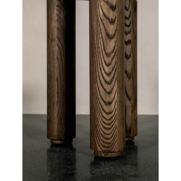Triangular Ash Side Table with Marble Top, 33 cm in walnut — in a room setting