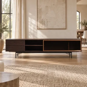 Dark Veneer TV Stand in black — front view