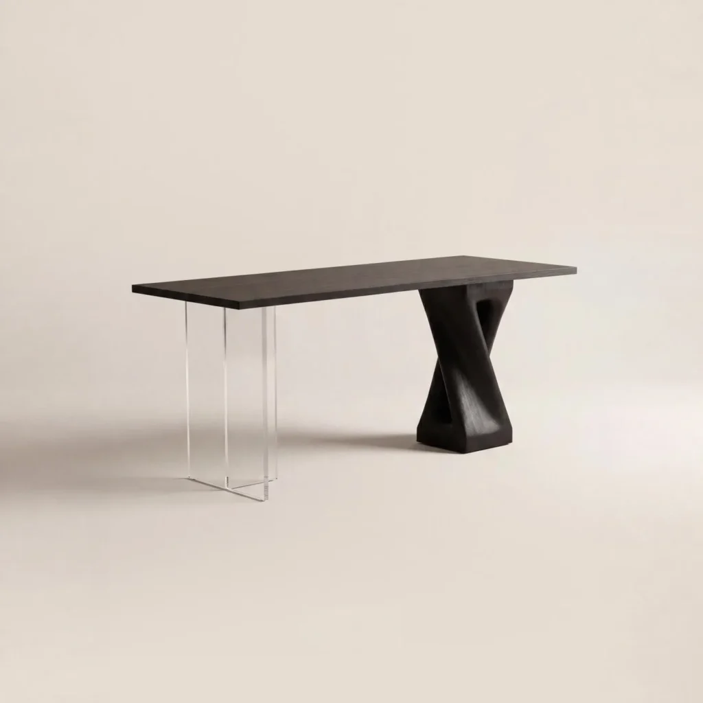 Smoked Black Wood Table in black — front view