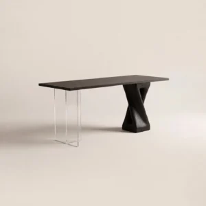 Smoked Black Wood Table in black — front view