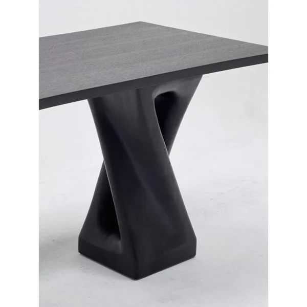 Smoked Black Wood Table in black — in a room setting