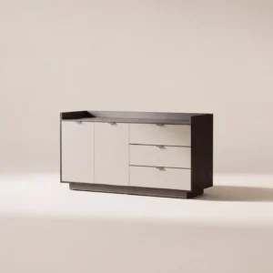 Two Tone Veneer Three Drawer Two Door Sideboard in wood veneer — front view