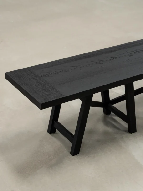 Ubud Black Solid Wood Long Bench in black — detail