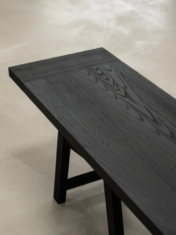 Ubud Black Solid Wood Long Bench in black — detail