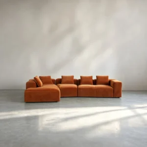 Understated Statement Sofa in velvet — front view